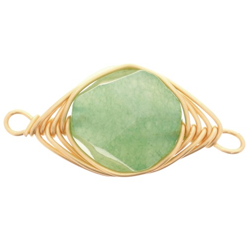 Distanziatore ovale 17x9 mm imitazione gemma Avventurina Oro x1