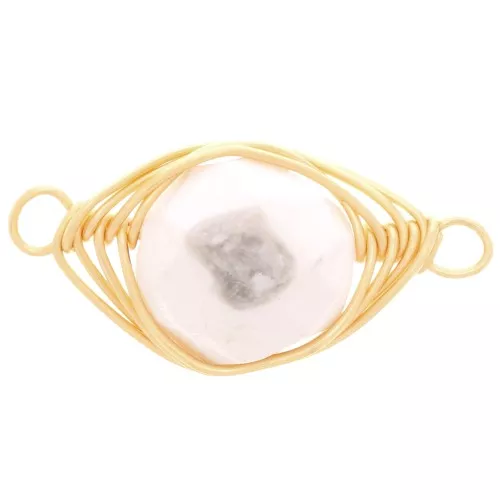 Distanziatore ovale 17x9 mm imitazione howlite - Oro x1