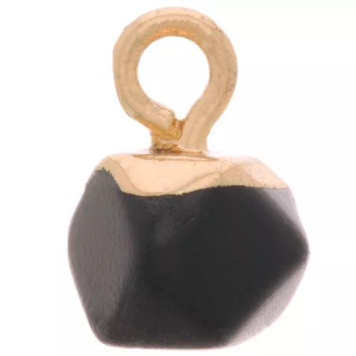 ciondolo cubo sfaccettato 10x6 mm imitazione agata nera - Doratox1