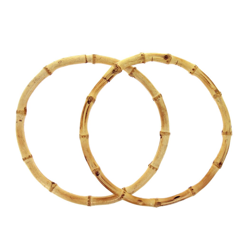 Manici tondi di bambù per borsa 18 cm Naturale x2 - Perles \u0026 Co