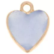 Ciondolo cuore sfaccettato 16x13 mm imitazione gemma Giada - Blu - Dorato x1