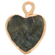 Charm a forma di cuore 16x13mm imitazione Labradorite - Oro x1|raw }}