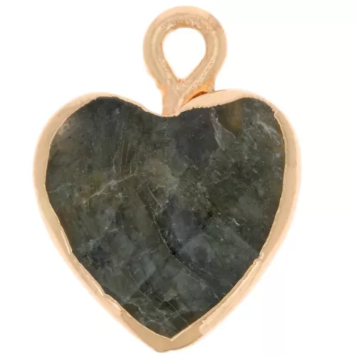 Charm a forma di cuore 16x13mm imitazione Labradorite - Oro x1