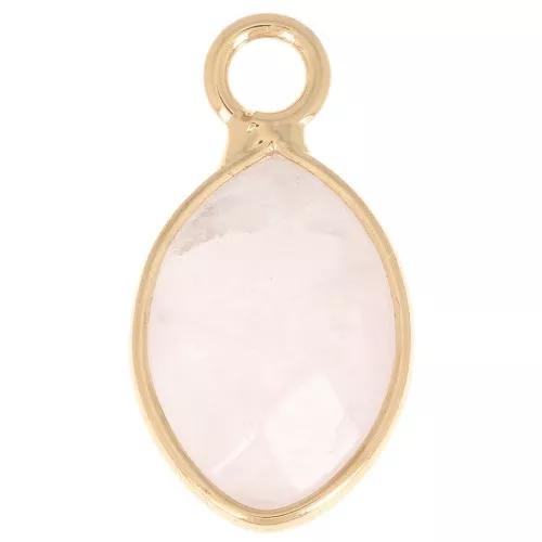 Ciondolo a goccia sfaccettato 17x9 mm imitazione gemma Quarzo Rosa - Oro