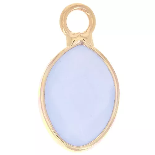 Ciondolo a goccia sfaccettata 17x9 mm - imitazione gemma- Giada- Blu - Oro x1
