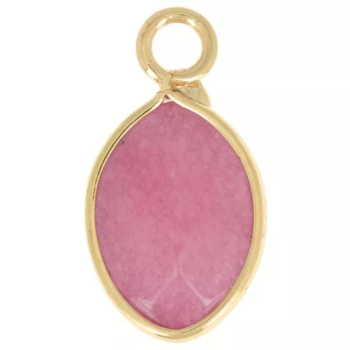 Ciondolo a goccia sfaccettata 17x9 mm - imitazione gemma-Rosa - Oro x1