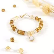 Ciondolo a goccia sfaccettato 17x9 mm imitazione gemma Onice - Oro x1