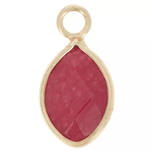 Ciondolo a goccia sfaccettata 17x9 mm imitazione gemma- Fucsia - Oro x1
