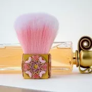 Grande pennello Blush- make-up - da decorare 81x30 mm - manico quadrato -Dorato x1