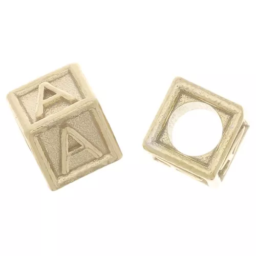 Perla alfabeto 5 mm con foro grande - A - Argento 925 dorato x1