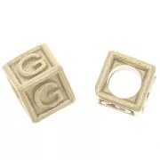 Perla alfabeto 5 mm con foro grande - G - Argento 925 dorato x1