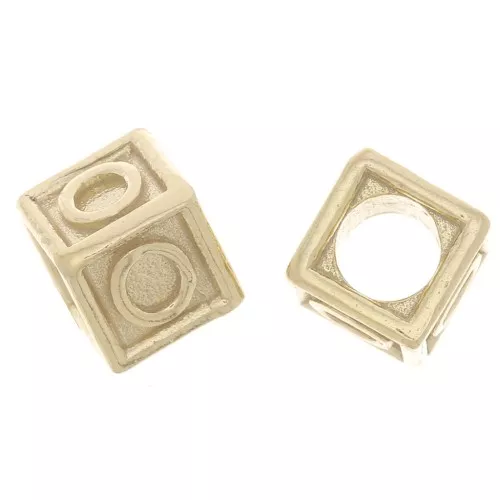 Perla alfabeto 5 mm con foro grande - O - Argento 925 dorato x1