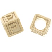 Perla alfabeto 5 mm con foro grande - P - Argento 925 dorato x1|raw }}