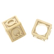 Perla alfabeto 5 mm con foro grande - Q - Argento 925 dorato x1