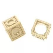 Perla alfabeto 5 mm con foro grande - Q - Argento 925 dorato x1