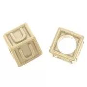 Perla alfabeto 5 mm con foro grande - U - Argento 925 dorato x1