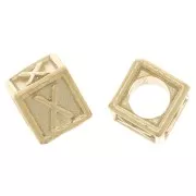 Perla alfabeto 5 mm con foro grande - X - Argento 925 Dorato con oro fino x1