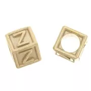 Perla alfabeto 5 mm con foro grande - Z - Argento 925 dorato x1