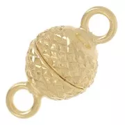 Chiusura magnetica a sfera in argento 925 mm dorata con oro fino x1
