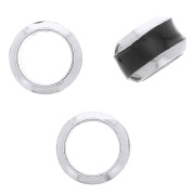 Perla rotonda 6x3.8 mm con foro grande e bordi colorati - Argento 925 - Nero x1|raw }}