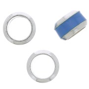 Perla rotonda 6x3.8 mm con foro grande e bordi colorati - Argento 925 - Blu x1|raw }}