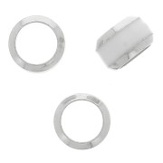 Perla rotonda 6x3.8 mm con foro grande e bordi colorati - Argento 925 - Bianco x1|raw }}