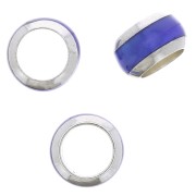 Perla rotonda 6x3.8mm foro grande con bordi colorati 925 Argento - Blu scuro x1|raw }}
