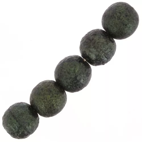 Perline ronde di vetro riciclato ceco 8 mm Green Gold Mat x20