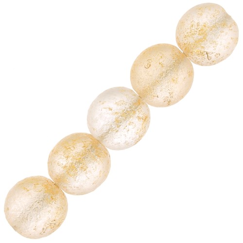 Perline ronde di vetro riciclato ceco 7 mm Etched Rough Gold x20