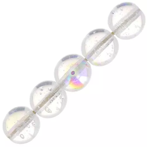 Perline ronde di vetro riciclato ceco 7 mm Crystal AB x20