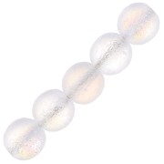 Perline ronde di vetro riciclato ceco 7 mm Etched Crystal AB x20|raw }}