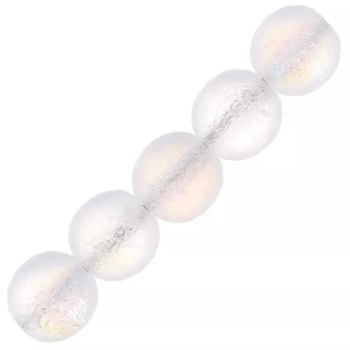 Perline ronde di vetro riciclato ceco 7 mm Etched Crystal AB x20