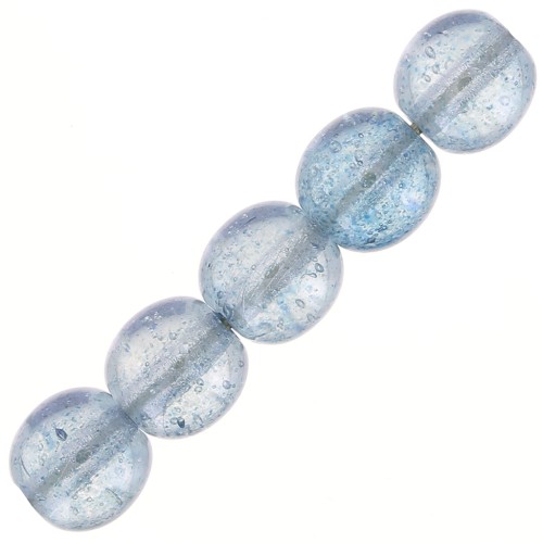 Perline ronde di vetro riciclato ceco 7 mm Transparent Blue Luster x20