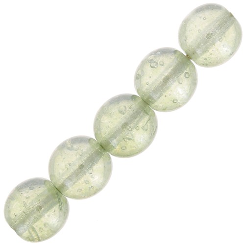 Perline ronde di vetro riciclato ceco 7 mm - Transparent Green Luster x20