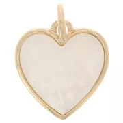 Pendente a forma di cuore di madreperla 19x14 mm - placcato oro 3 micron x1