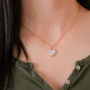 Collana Con Ciondolo Cuore In Opale Creato 5 Carati - Argento Sterling 925 Placcato Oro Rosa/Giallo 14K - Regalo Di Ottobre