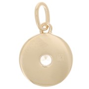 Pendente tondo in madreperla con Ossido di zirconio 18,5x12 mm - placcato oro 3 micron x1