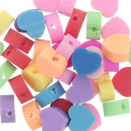 Assortimento di perline cuore in pasta polimerica 10x9 mm Multicolore x 50