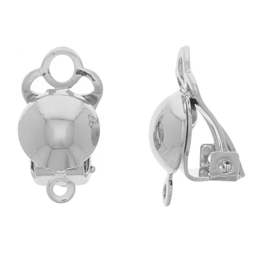 Orecchini clip a mezza sfera - orecchie non forate 9x17mm - Rodio x2