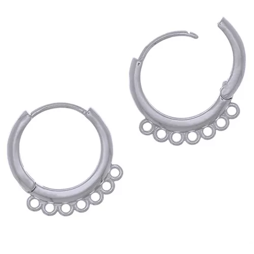 Monachelle 7 anelli da decorare in ottone 16 mm rodio x2