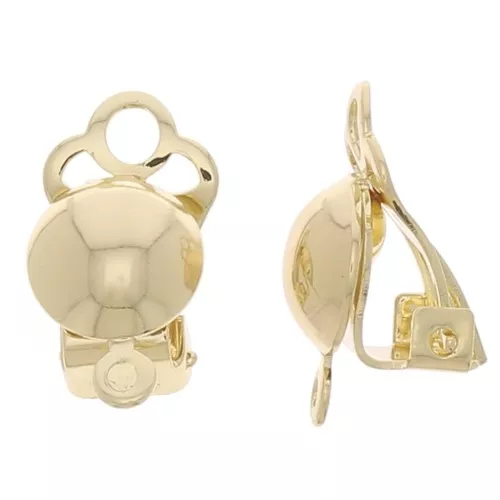 Orecchini clip a mezza sfera - orecchie non forate 9x17mm - Dorato x2