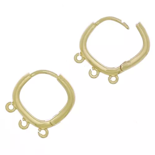 Monachelle rombo a 3 anelli da decorare in ottone 16 mm dorato x2