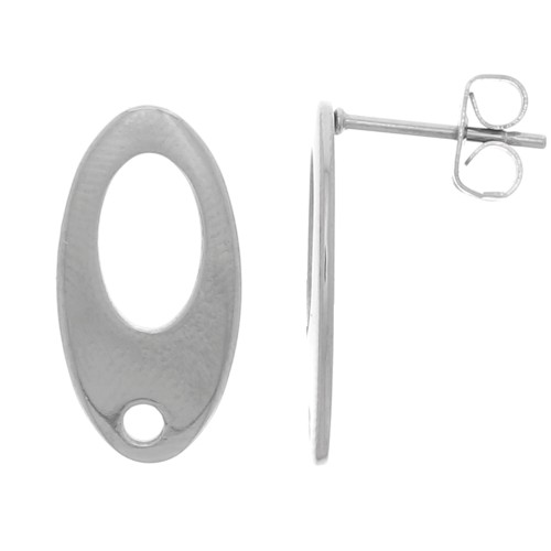 Orecchini a perno ovale scavato 19x10mm in acciaio inossidabile x2