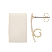 Orecchini a perno rettangolari in resina epossidica 13x20 mm in acciaio oro - Avorio x2