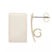 Orecchini perno rettangolari 13x20 mm in resina epossidica - Acciaio dorato - Avorio x2