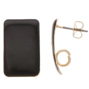 Orecchini perno rettangolari 13x20 mm in resina epossidica - Acciaio Dorato - Nero x2