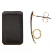 Orecchini perno rettangolari 13x20 mm in resina epossidica - Acciaio Dorato - Nero x2