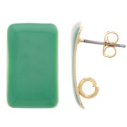 Orecchini perno rettangolari 13x20 mm in resina epossidica - Acciaio Dorato - Verde x2