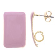 Orecchini perno rettangolari 13x20 mm in resina epossidica - Acciaio Dorato - Lilla x2