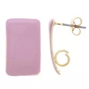 Orecchini perno rettangolari 13x20 mm in resina epossidica - Acciaio Dorato - Lilla x2